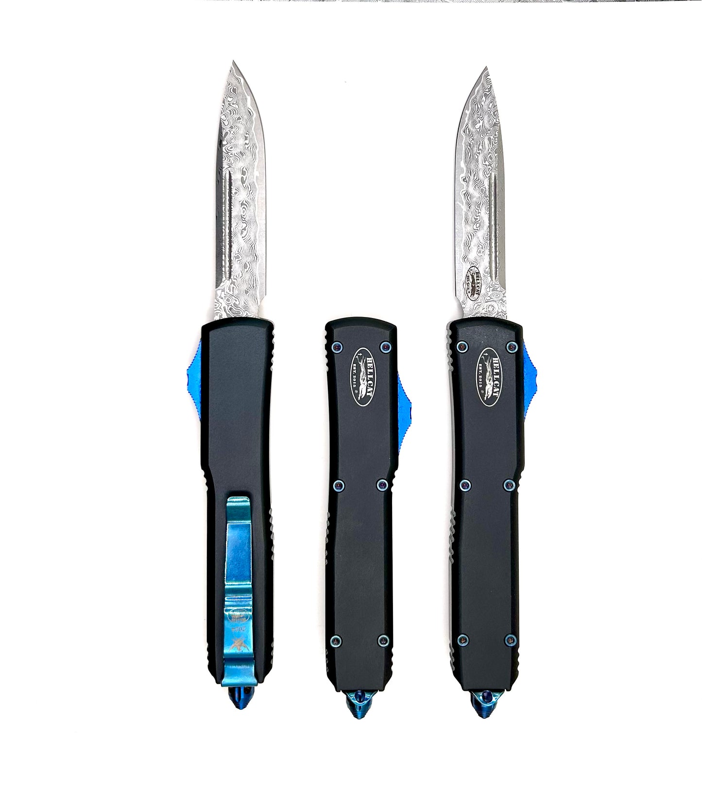 HELLCAT'S Gen 2 Medium Black With Blue Accent Damascus