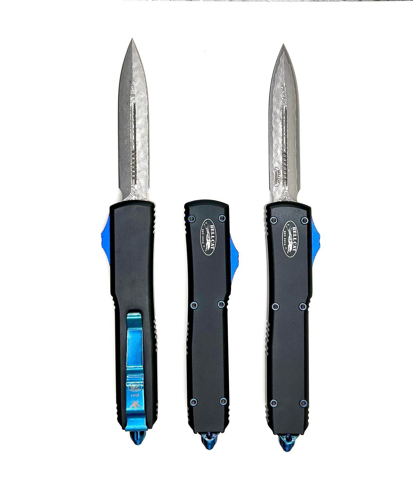 HELLCAT'S Gen 2 Medium Black With Blue Accent Damascus