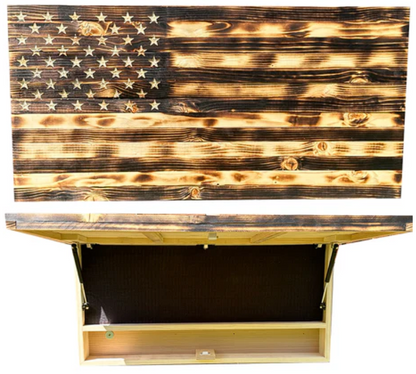 Large Burnt American Flag Hidden Gun Storage Cabinet (Burnt)