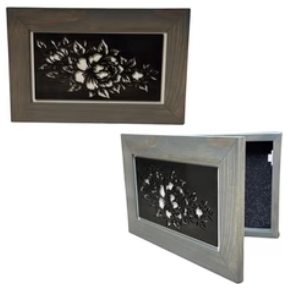 Peony (Gray) Gun Safe - Wall Mounted Decorative Secure Gun Cabinet