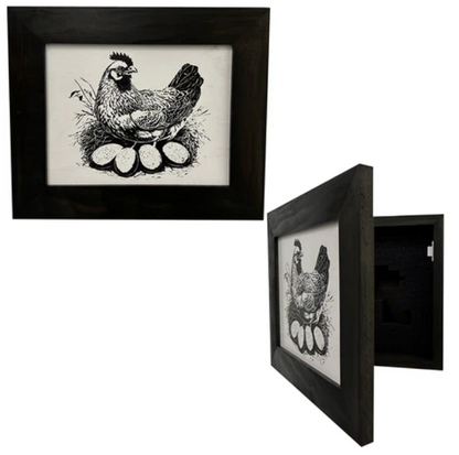 Hidden Gun Safe Recessed In Wall Farmhouse Chicken And Eggs Decoration - Recess In The Wall or Mount On The Wall Gun Safe by Bellewood Designs