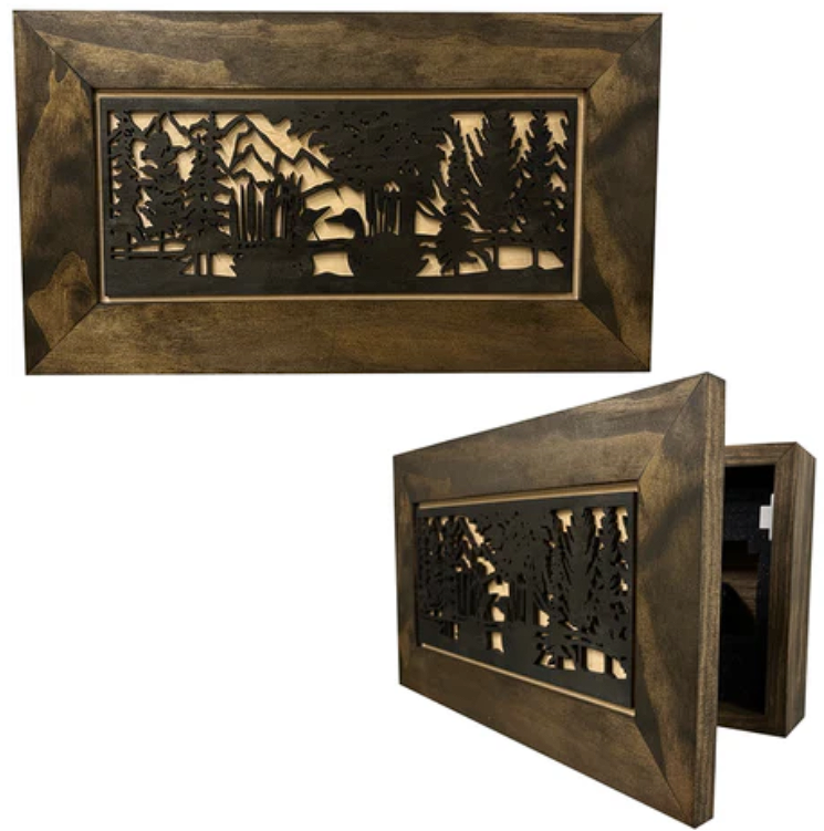 Wood Gun Cabinet Ducks On A Pond Wall Decoration - Hidden Gun Safe To Securely Store Your Gun In Plain Sight by Bellewood Designs