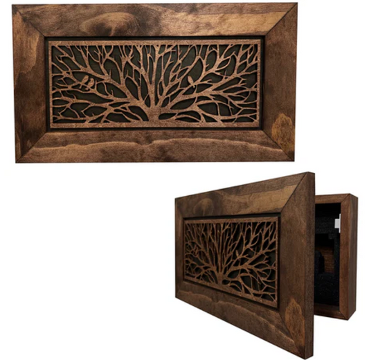 Wood Gun Cabinet Birds In A Tree Wall Decoration - Hidden Gun Safe To Securely Store Your Gun In Plain Sight