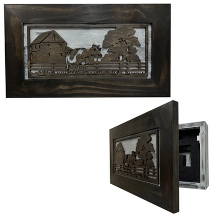 Decorative Cow Farm Wall-Mounted Secure Gun Cabinet - Gun Safe To Securely Store Your Gun & Home Self Defense Gear