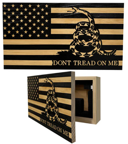 Dont Tread On Me Secure Decorative Wall-Mounted Gun Cabinet (Stripes)