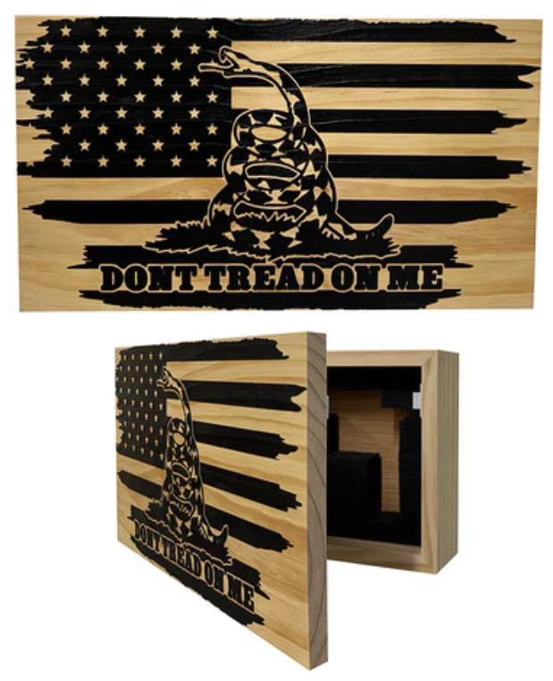 Dont Tread On Me Secure Decorative Wall-Mounted Gun Cabinet (Distressed)