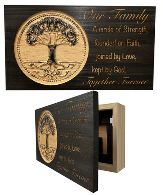 Our Family Tree Roots Wall Decoration Gun Safe - Securely Store Your Gun Safely in Plain Sight