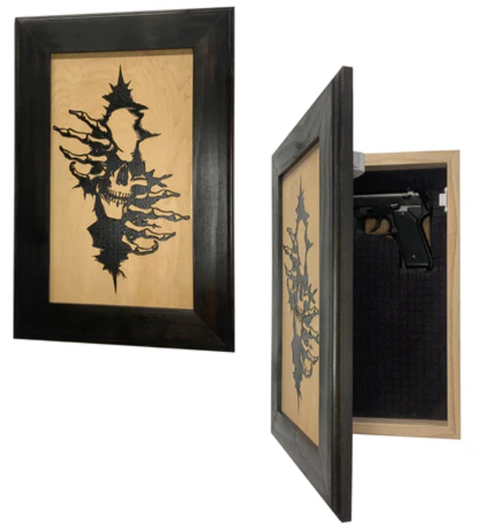 Gothic Skull Through The Wall Decorative Gun Cabinet To Securely Store Your Gun In Any Room