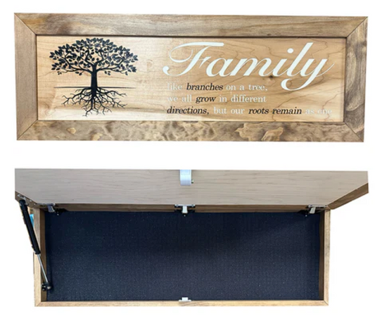 Large Hidden Gun Storage Cabinet with Family Tree Design