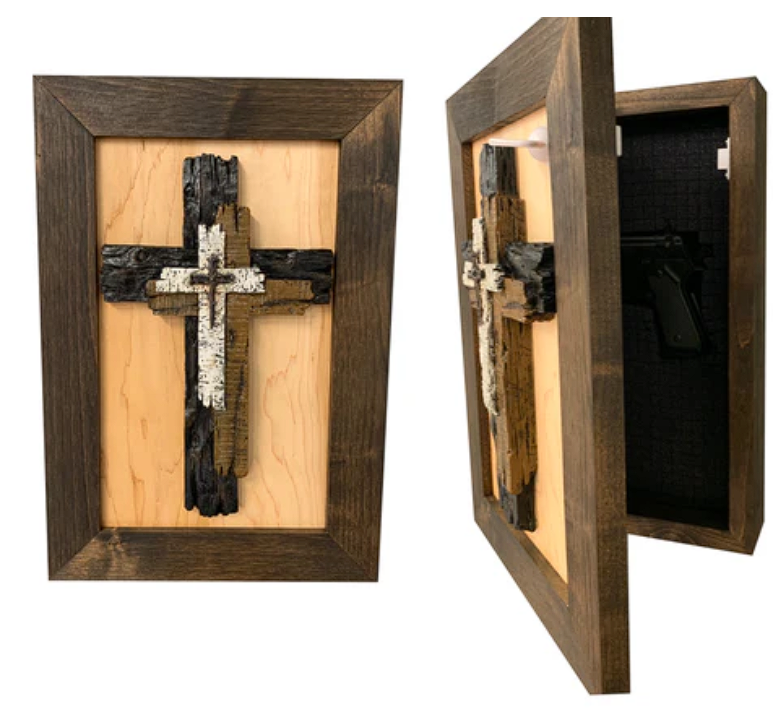 Three Layered Cross Decorative Wall-Mounted Secure Gun Cabinet