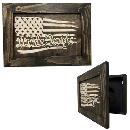 American Flag Gun Cabinet We The People Decorative and Secure Hidden Gun Safe (Black and White)