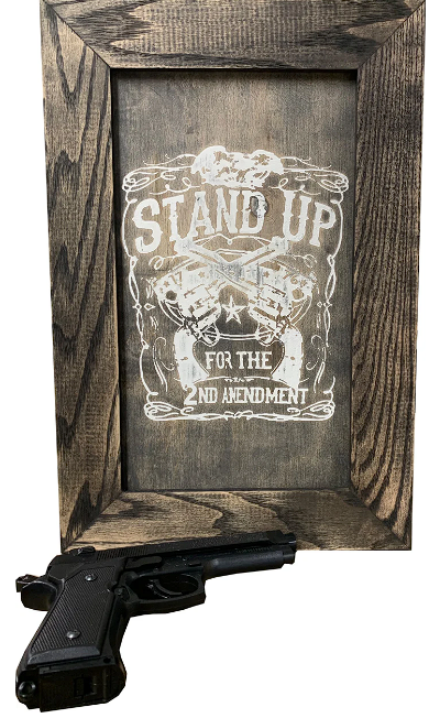 Stand Up for the 2nd Amendment Hidden Gun Storage Firearm Concealment Wall Decor