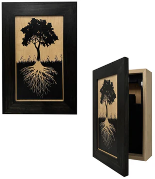 Hidden Gun Storage Tree Roots Silhouette Concealment Shelf