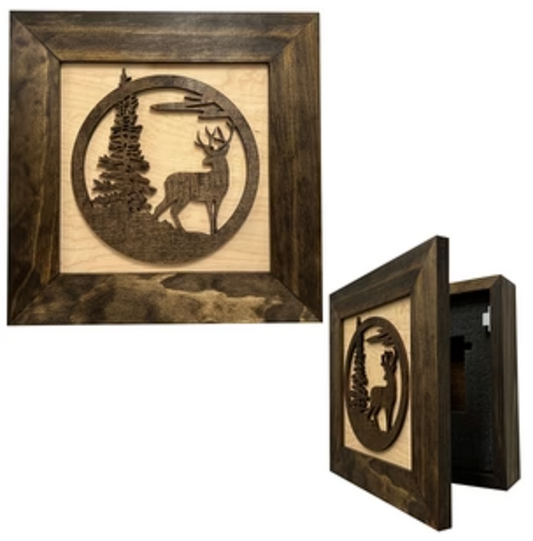 Buck in Nature Decorative Wall-Mounted Gun Cabinet - Gun Safe To Securely Store Your Gun And Other Home Defense Gear