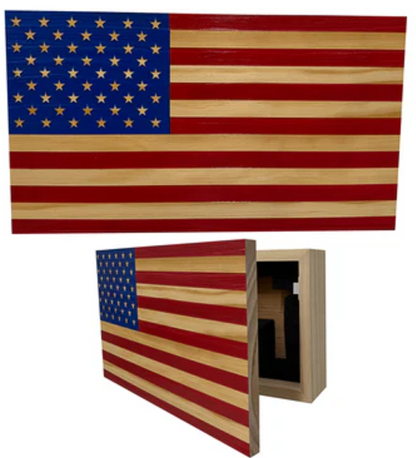 American Flag Decorative & Secure Wall-Mounted Gun Cabinet (Red & Blue)