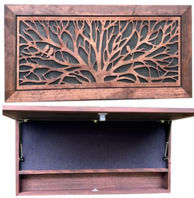 Large Hidden Gun Storage Cabinet Tree of Life Wall Decor - Birds In a Tree Concealed Gun Cabinet