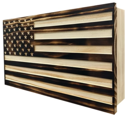 Burnt American Flag Hidden Gun Storage Cabinet