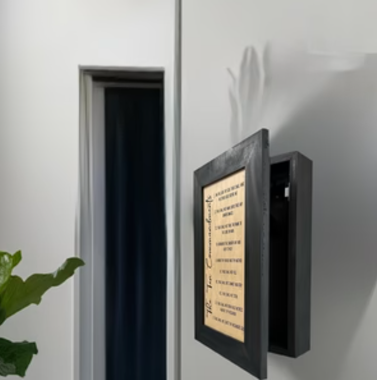 Concealed Gun Storage Cabinet with The Ten Commandments