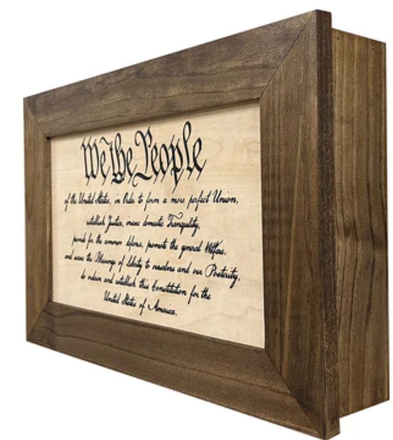 Hidden Gun Storage Cabinet We The People Constitution Preamble