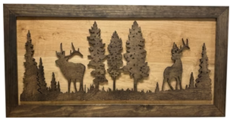 Large Hidden Gun Storage Cabinet Wall Decor - Deer and Moose In The Woods Scene