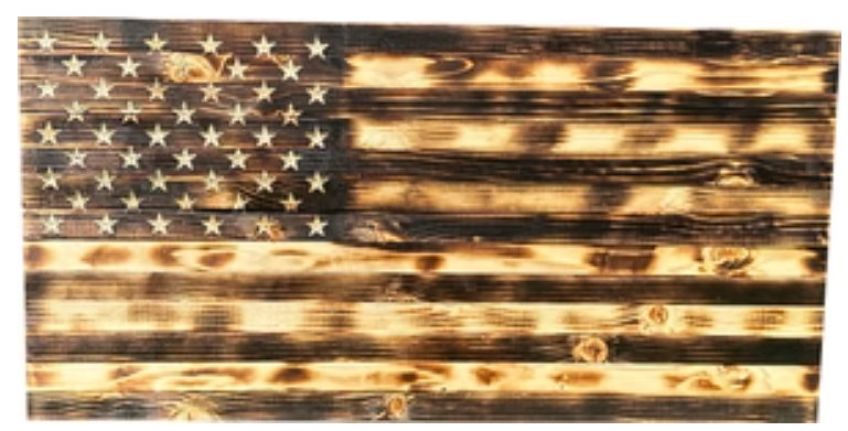 Large Burnt American Flag Hidden Gun Storage Cabinet (Burnt)