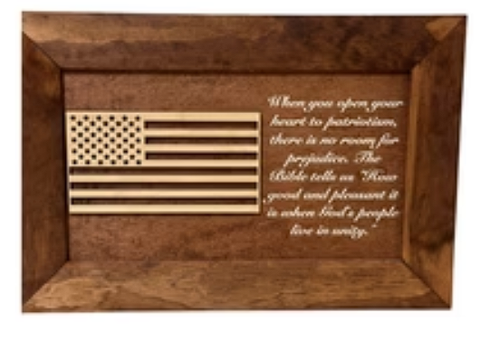 American Flag & Patriotism Decorative & Secure Wall-Mounted Gun Cabinet (Red Oak )