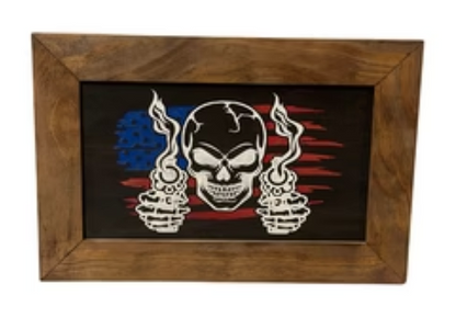 Flag Skull Gun Safe - Wall Mounted Decorative Secure Gun Cabinet