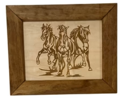 Wild Horses Gun Safe - Recessed In Wall or Wall Mounted Decorative Secure Gun Cabinet