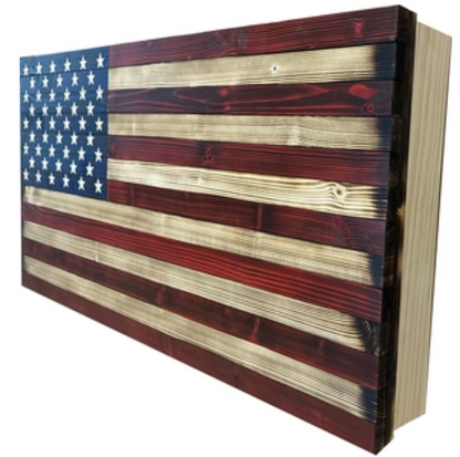 Large American Flag Hidden Gun Storage Cabinet (Red and Blue)