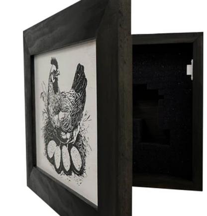 Hidden Gun Safe Recessed In Wall Farmhouse Chicken And Eggs Decoration - Recess In The Wall or Mount On The Wall Gun Safe by Bellewood Designs