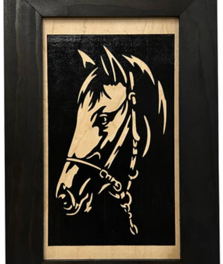 Hidden Gun Safe Black Horse Wall Art Decoration - Secure Gun Cabinet by Bellewood Designs