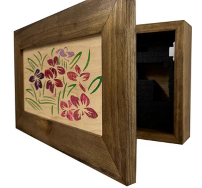 Hidden Gun Safe Just Flowers Wall Decoration - Wood Gun Cabinet To Securely Store Your Gun In Plain Sight by Bellewood Designs