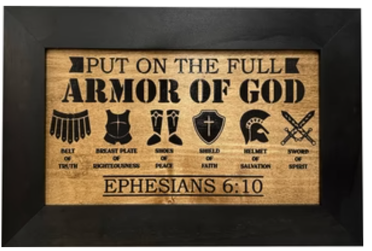 Hidden Gun Cabinet Put On The Full Armor Of God, Secure Concealed Ephesians 6:10 Gun Safe by Bellewood Designs