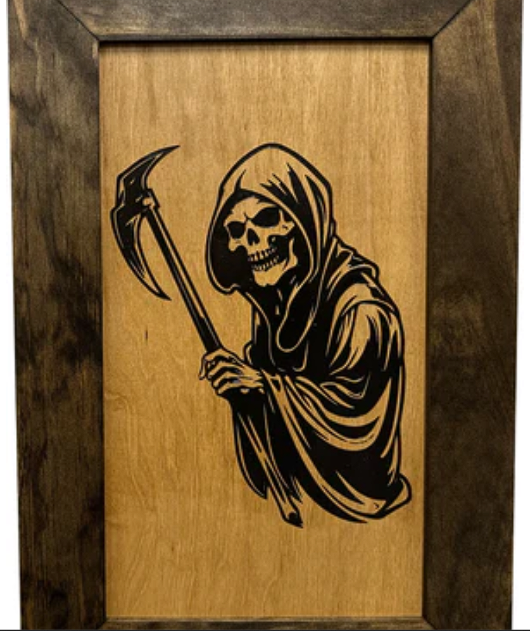 Hidden Gun Safe With Grim Reaper Design, Secure Concealed Gun Shelf by Bellewood Designs