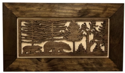 Wood Gun Cabinet Bears In The Woods Wall Decoration - Hidden Gun Safe To Securely Store Your Gun In Plain Sigh