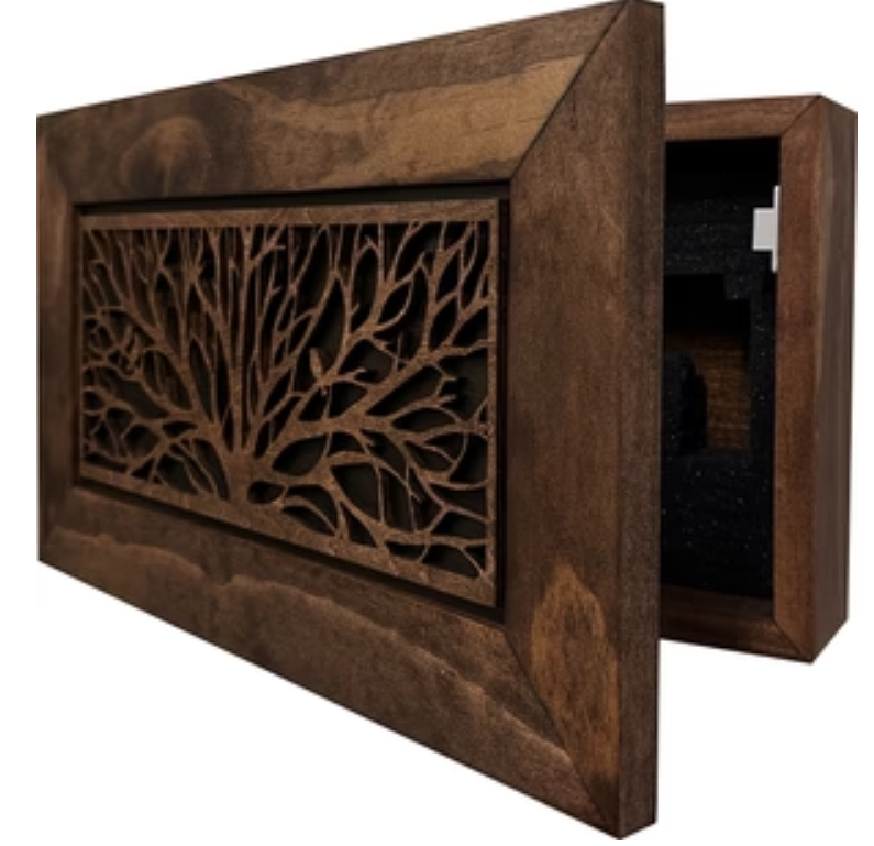 Wood Gun Cabinet Birds In A Tree Wall Decoration - Hidden Gun Safe To Securely Store Your Gun In Plain Sight