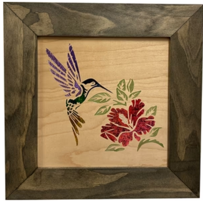 Decorative Wooden Gun Safe with Hummingbird and Hibiscus