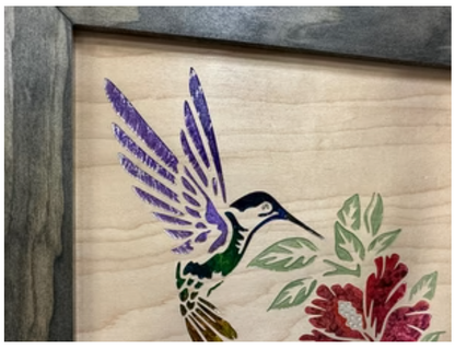 Decorative Wooden Gun Safe with Hummingbird and Hibiscus