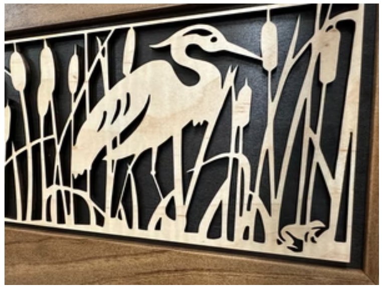 Decorative Gun Safe Heron in Cattails Wall-Mounted Gun Cabinet To Securely Store Your Gun In Plain Sight