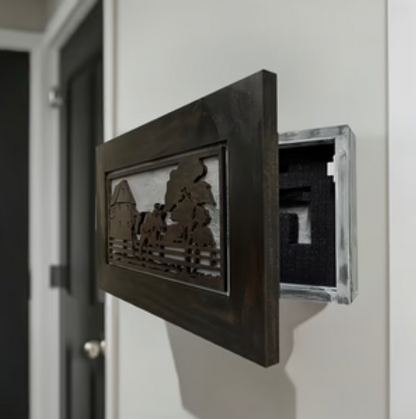 Decorative Cow Farm Wall-Mounted Secure Gun Cabinet - Gun Safe To Securely Store Your Gun & Home Self Defense Gear