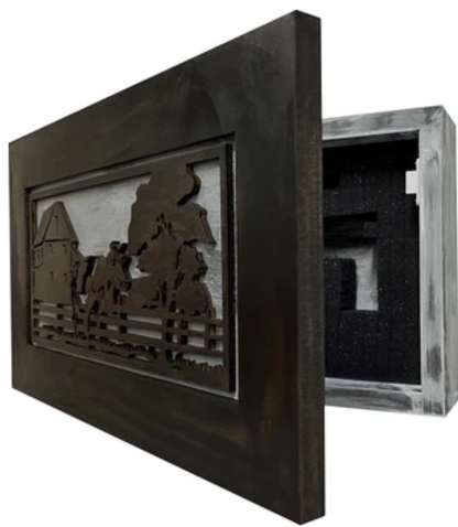 Decorative Cow Farm Wall-Mounted Secure Gun Cabinet - Gun Safe To Securely Store Your Gun & Home Self Defense Gear