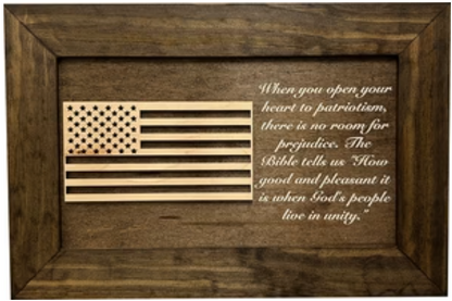 American Flag & Patriotism Decorative & Secure Wall-Mounted Gun Cabinet (Jacobean)