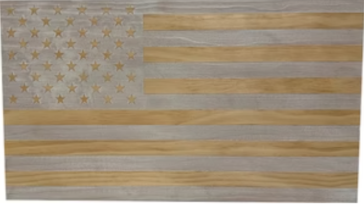 American Flag Decorative & Secure Wall-Mounted Gun Cabinet (Whitewashed)