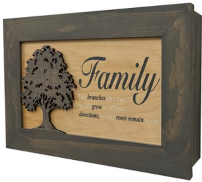 Decorative Secured Gun Storage Cabinet with Family Branches (Gray)