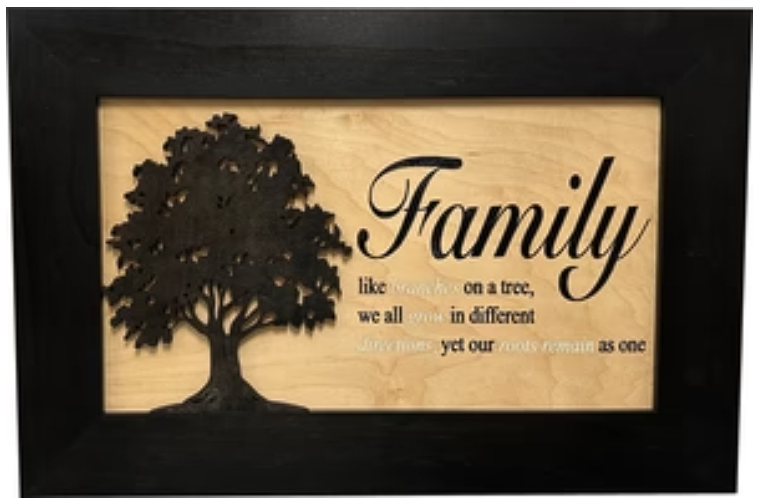 Decorative Secured Gun Storage Cabinet with Family Branches (Black)