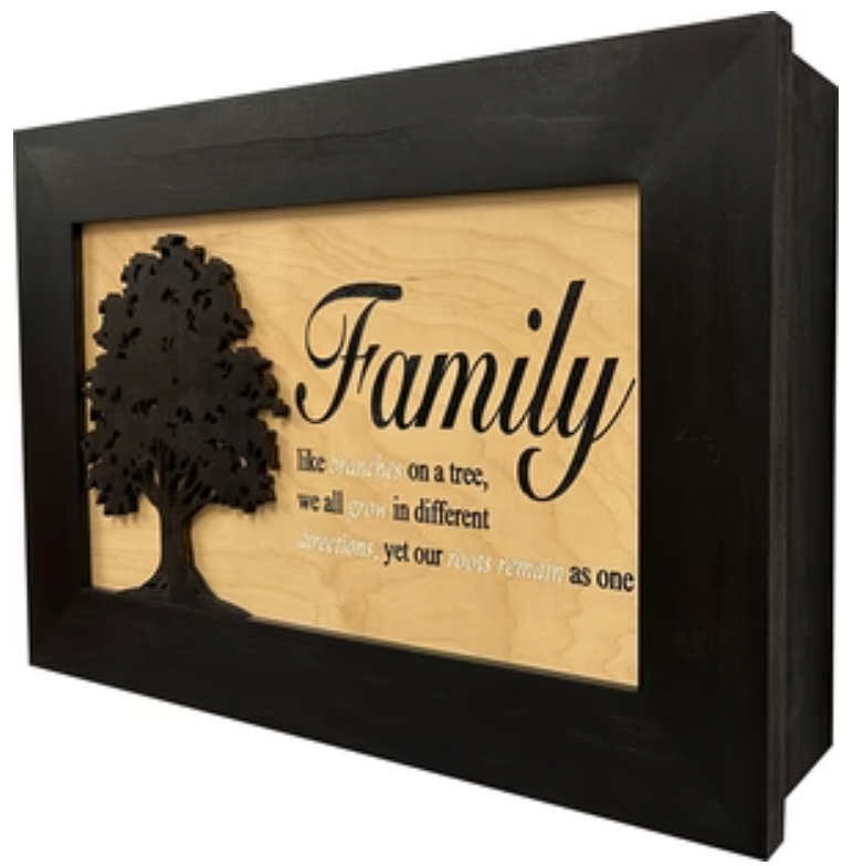 Decorative Secured Gun Storage Cabinet with Family Branches (Black)