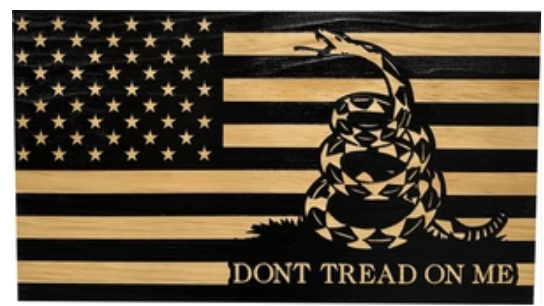 Dont Tread On Me Secure Decorative Wall-Mounted Gun Cabinet (Stripes)