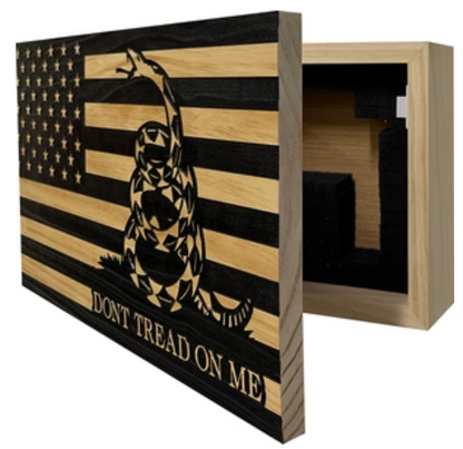 Dont Tread On Me Secure Decorative Wall-Mounted Gun Cabinet (Stripes)