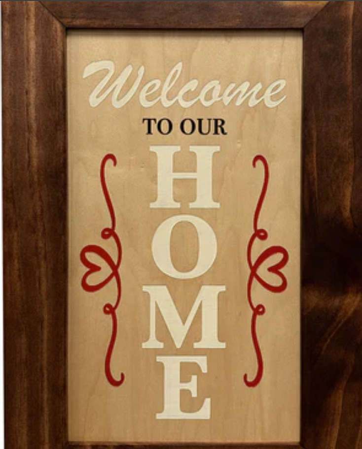 Wood Secure Gun Safe Welcome to our Home Wall Decor (Red Oak)