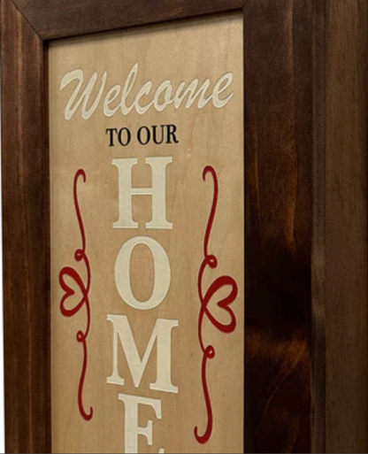 Wood Secure Gun Safe Welcome to our Home Wall Decor (Red Oak)